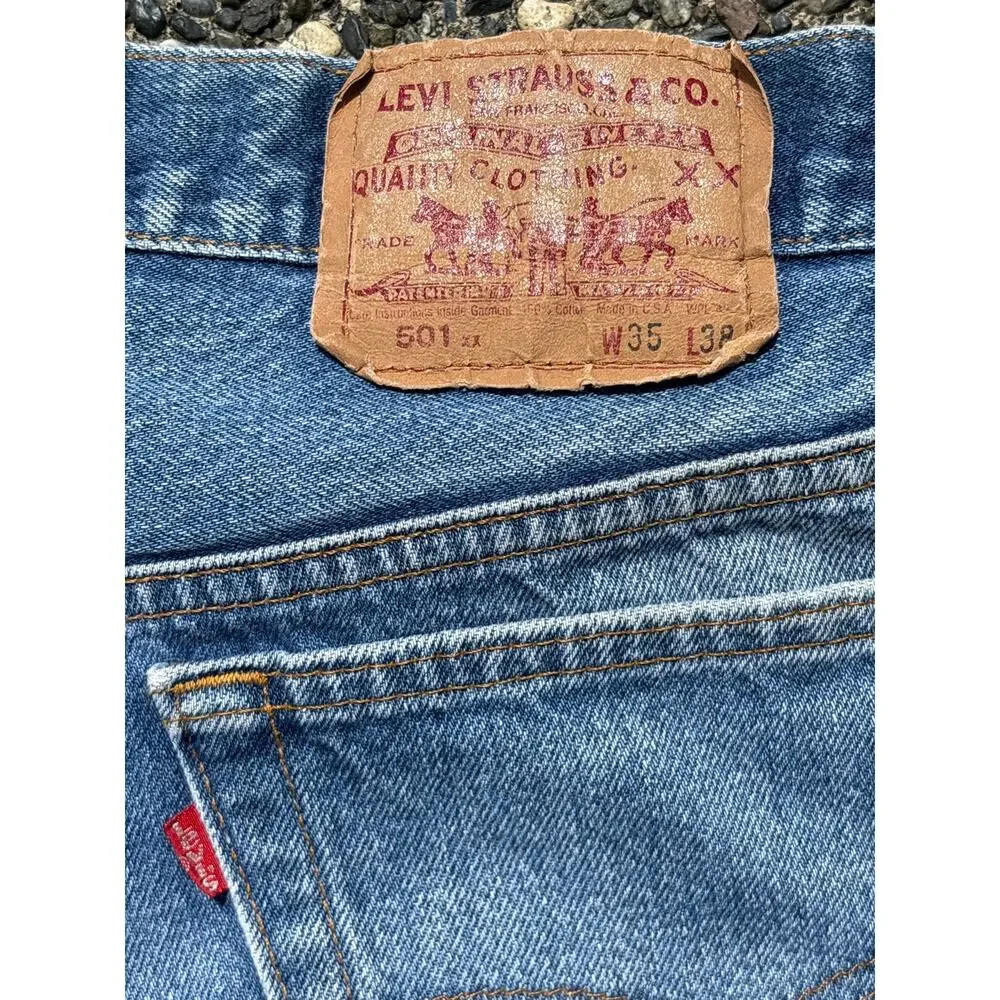 Vintage 91 Levi’s 501 0117 XX button fly 35x38(32x34) Made in USA grunge denim - Picture 9 of 9